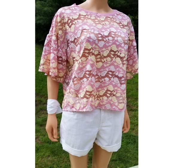 Zara Tops Zara Wb Blush Pink Lace Top L Nwt Poshmark